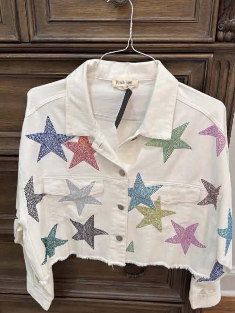 Women’s ' White Star Appliqué Cropped Shirt
